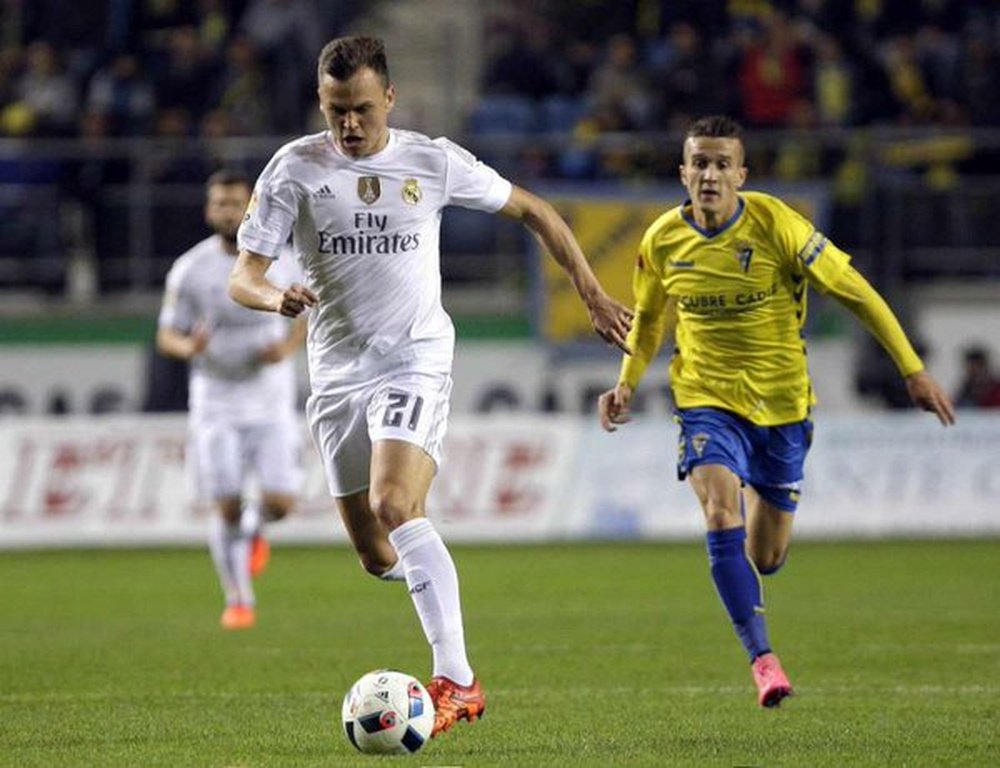 Cheryshev, durante el partido ante el Cádiz. Twitter