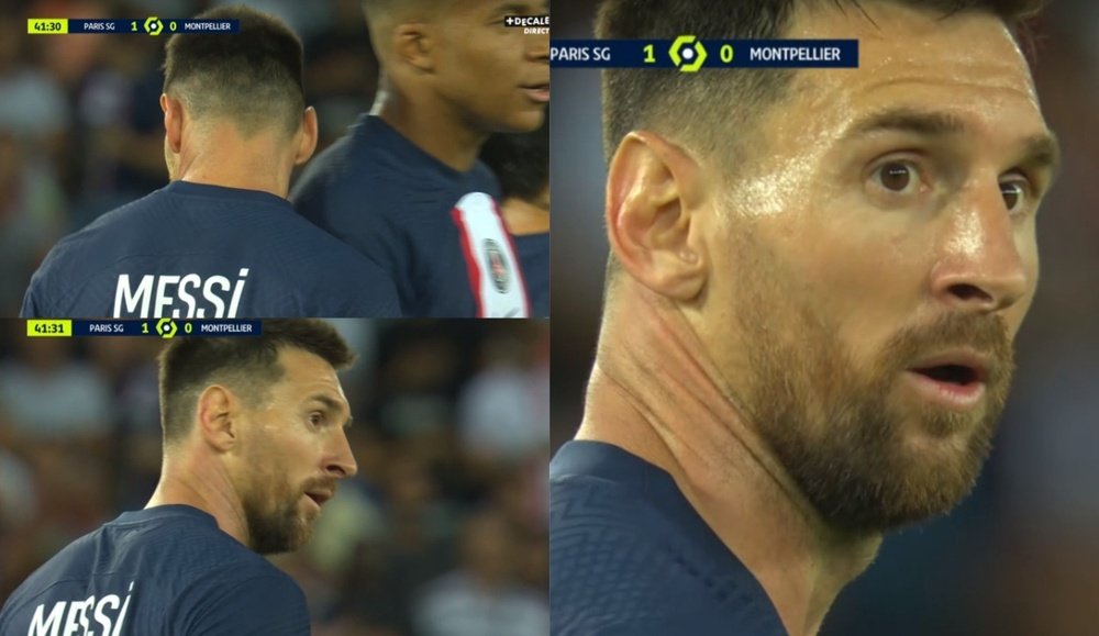 Messi se quedó mirando a Mbappé. Capturas/Canal+