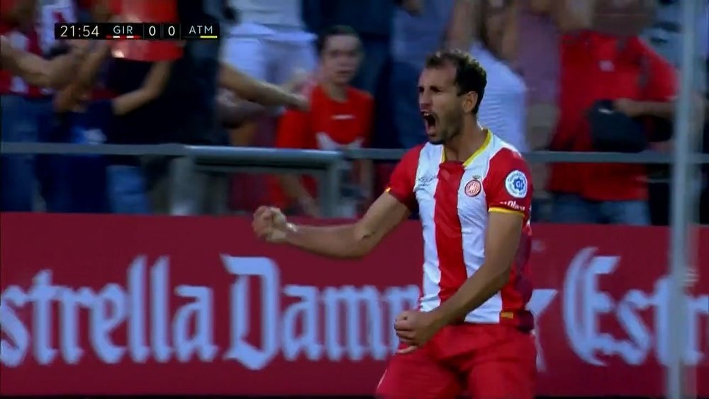 Christian Stuani celebra el primer tanto de la historia del Girona en Primera. Twitter