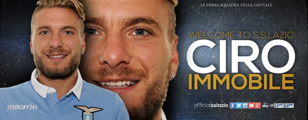 Ciro Immobile, en su presentación como nuevo jugador de la Lazio. OfficialSSLazio