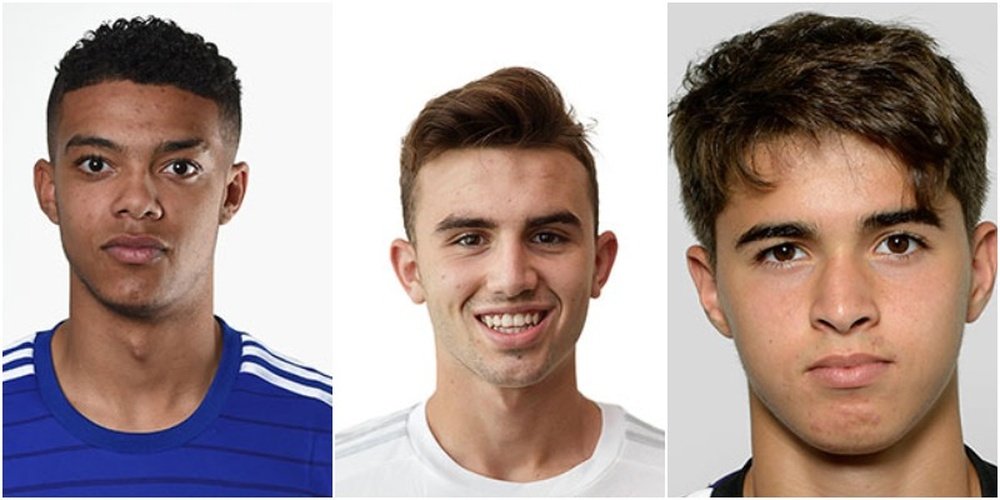 Clarke-Slater, del Chelsea; Borja Mayoral, del Real Madrid; y Samy Bourard, del Anderlecht. UEFA/BeSoccer