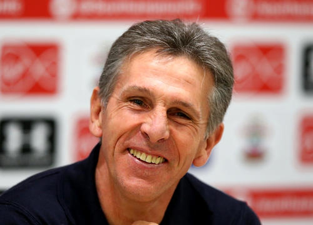 Claude Puel talks in a press conference ahead of the Hull game. SouthamptonFC