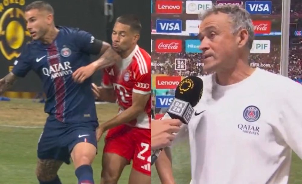 Luis Enrique se queixou do cartão vermelho a Lucas Hernández. Capturas/DAZN