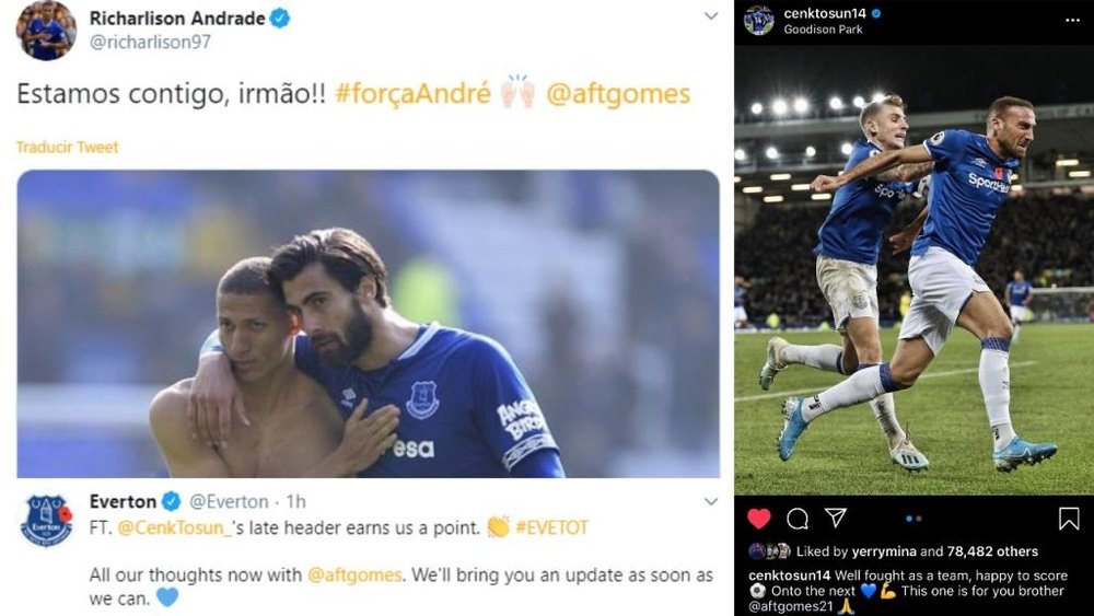 Everton and other clubs show their support for Andre Gomes! Twitter/Everton