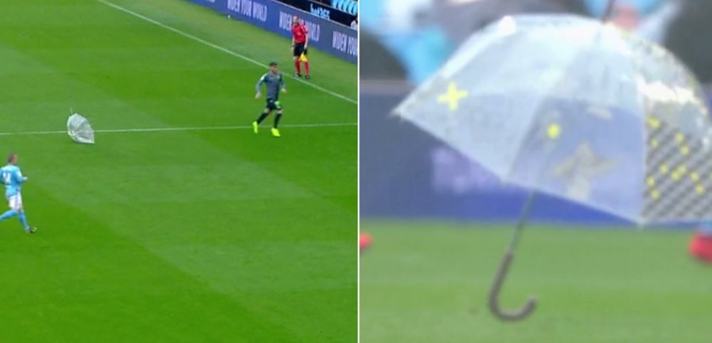 Umbrella stops play in Vigo. beINSports
