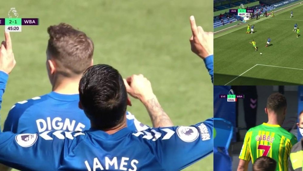 James marcó y, a continuación, fue agredido. Captura/DAZN