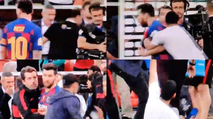 Un aficionado dio el susto al placar a Messi tras el partido