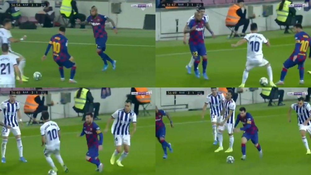 A reação de quem é driblado por Messi. beINSports