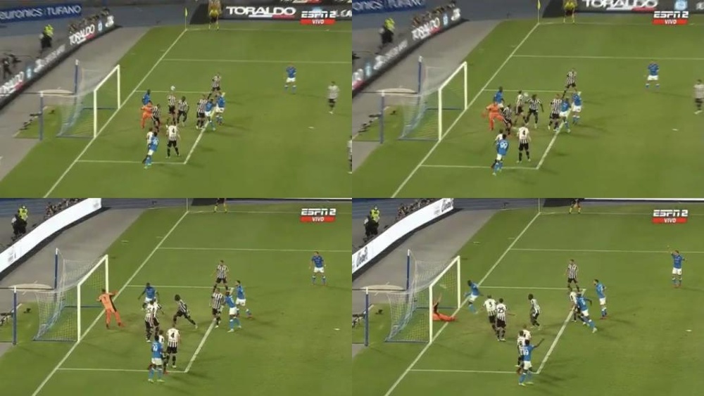 A Moise Kean se le fue la cabeza en el 2-1. Captura/ESPN