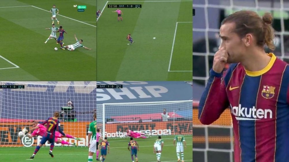 Griezmann has missed yet another penalty. Screenshot/Movistar+