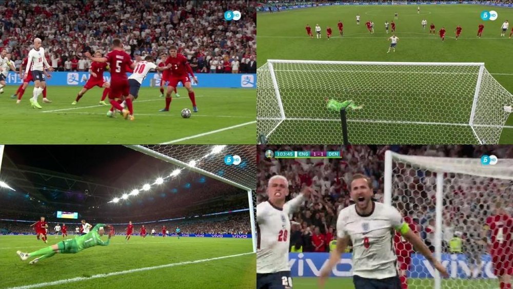 Kane gave England the lead after his penalty was saved initially. Screenshot/Telecinco