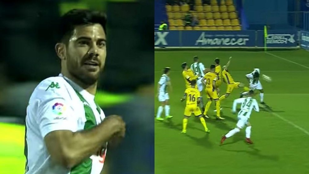 Aythami comenzó su idilio con el gol bajo las filas del Córdoba ante el Alcorcón. Captura
