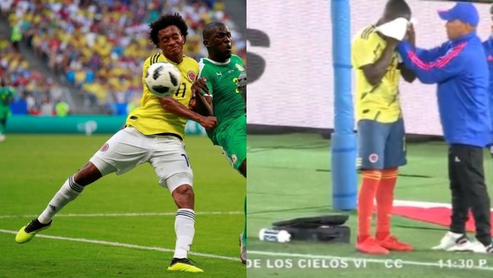 Colombia recuperó ante Japón las medias rojas que Pékerman no quiso usar. EFE/GolCaracol