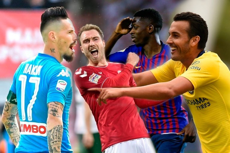 Hamsik, Eriksen, Dembélé y Pedro, cuatro teóricos ambidiestros con una pierna favorita. BeSoccer/AFP