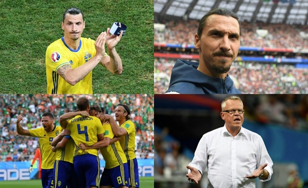 Collage con imágenes de Ibrahimovic, la Selección Sueca y Janne Andersson. EFE/AFP