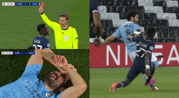 PSG ended with 10 after criminal challenge by Gueye on Gundogan!