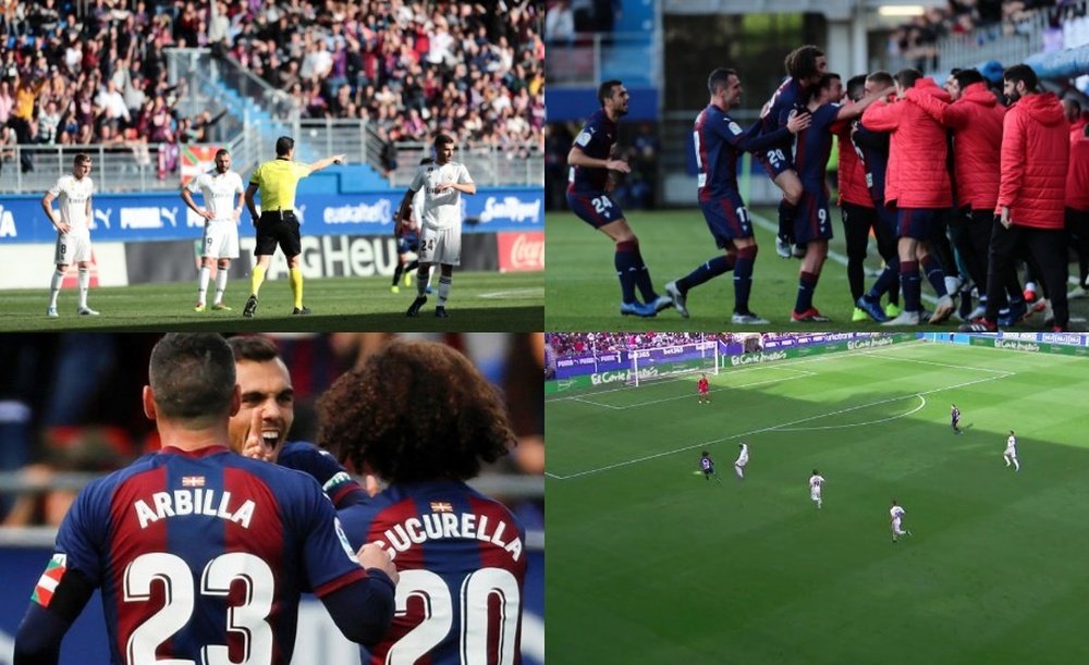 Collage con imágenes de la primera mitad del Eibar-Real Madrid. BeIN/SDEibar