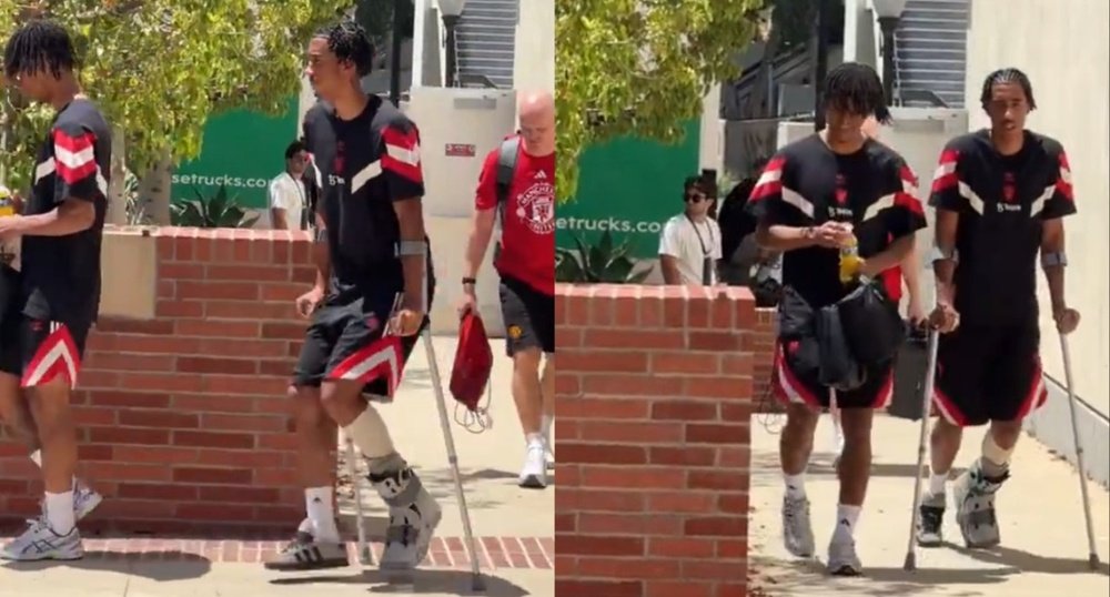 Leny Yoro could miss Man Utd's Premier League opener with a serious injury. Screenshots/ryandeeb