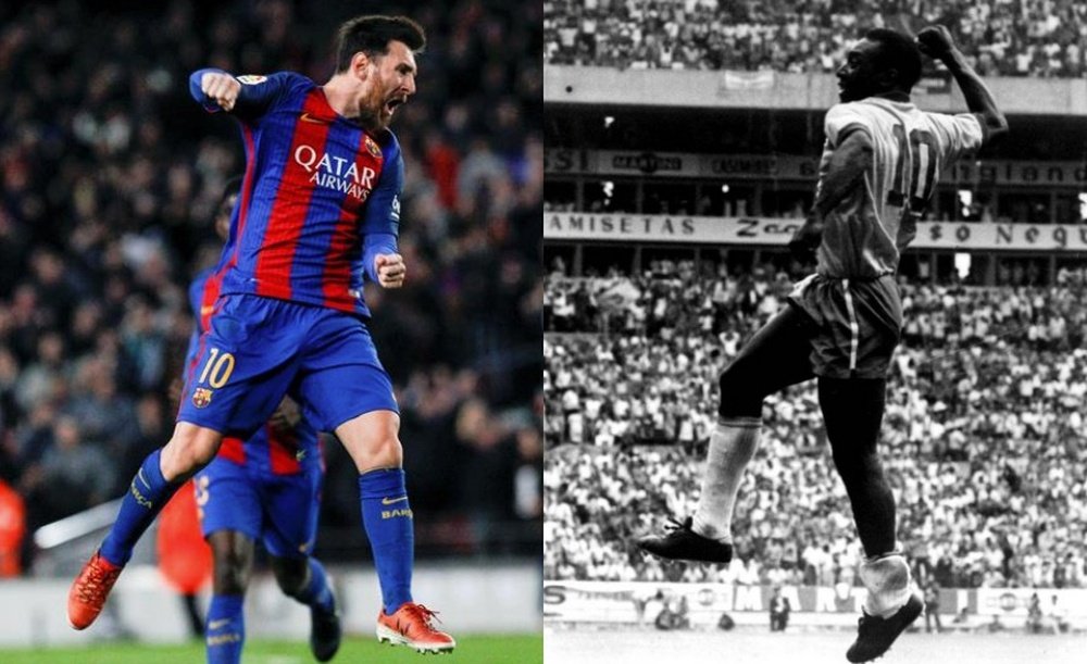 Leo Messi pone el foco en Pelé. EFE/Varios