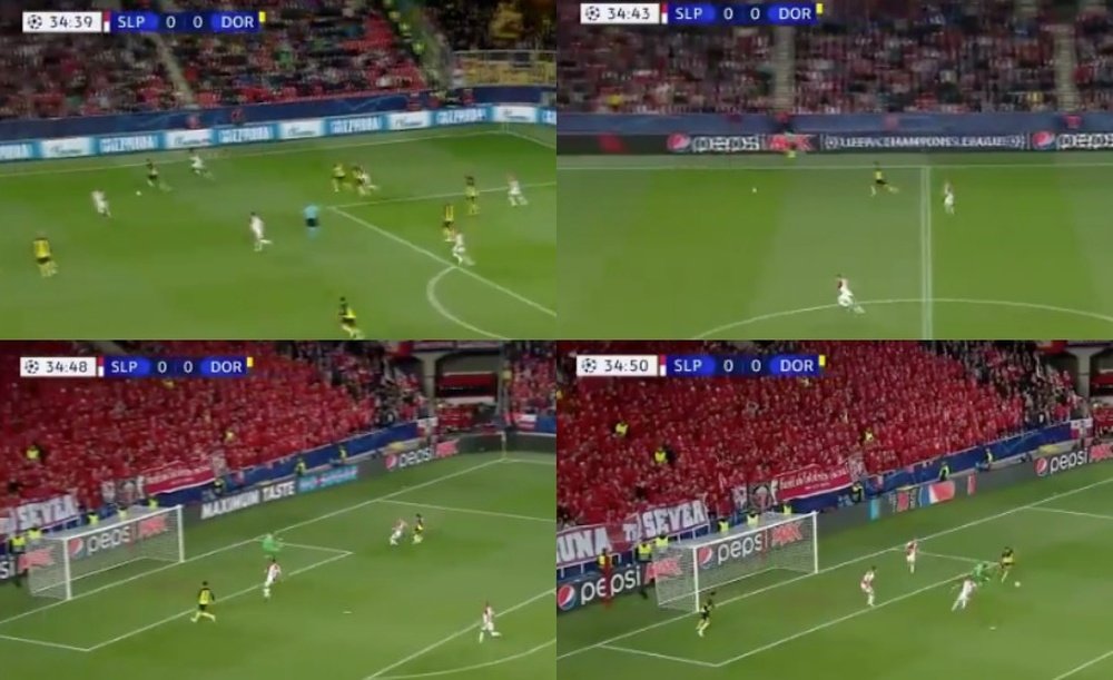 Achraf's goal resembled George Weah's powerful strikes from the 90s. Screenshot/Movistar+