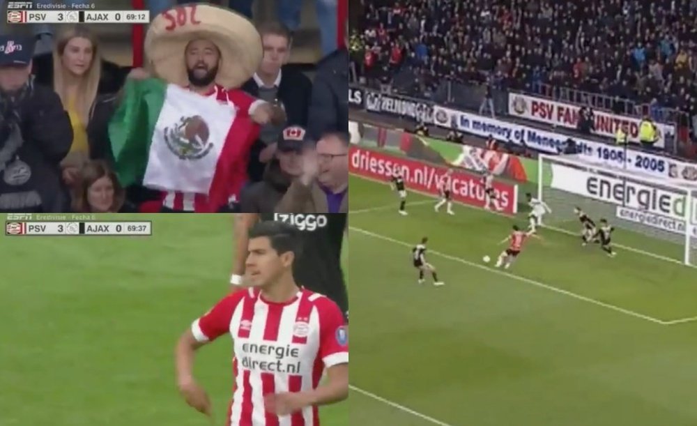 México, protagonista del PSV-Ajax. Twitter/ESPN