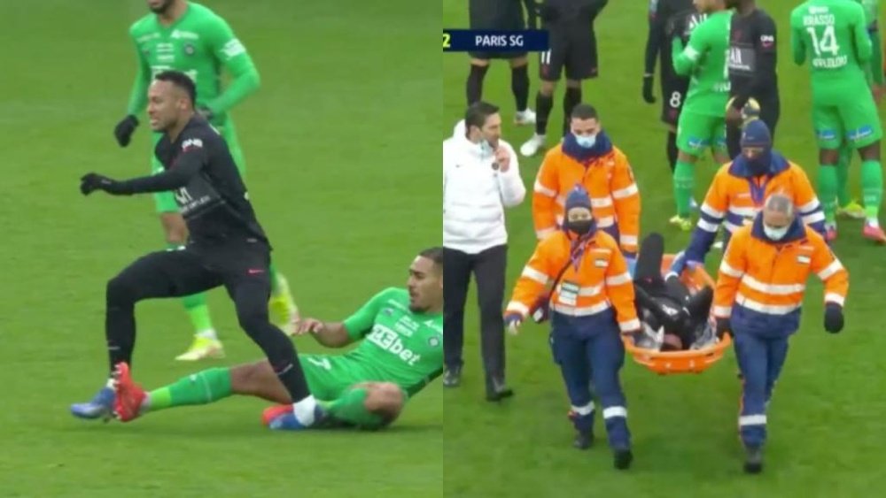 Neymar sofre lesão e sai chorando na maca. Capturas/Twitch/Ibai