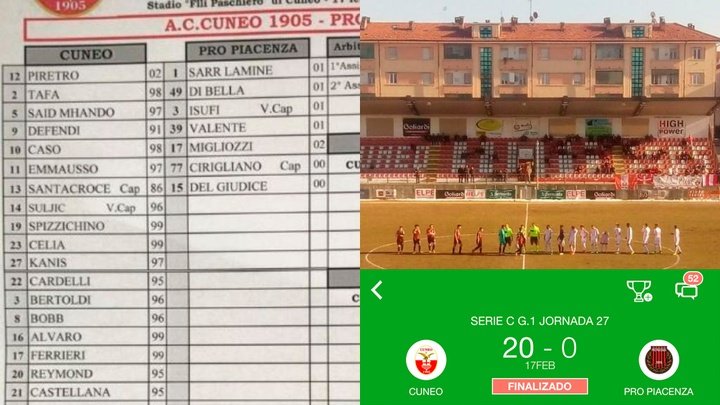 Pro Piacenza exclue après une défaite 20-0