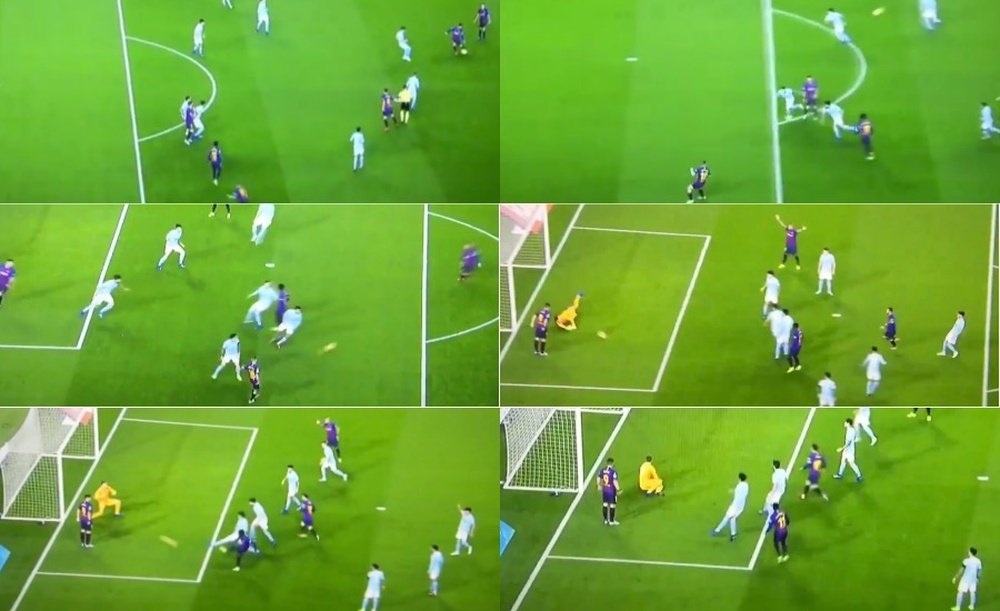 Dembélé a de nouveau marqué... grâce à Messi et Jordi Alba. Twitter/BeINSports