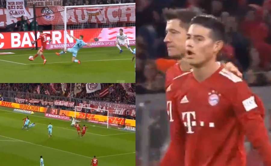 Secuencia de los goles de James y Lewandowski al Mainz 05