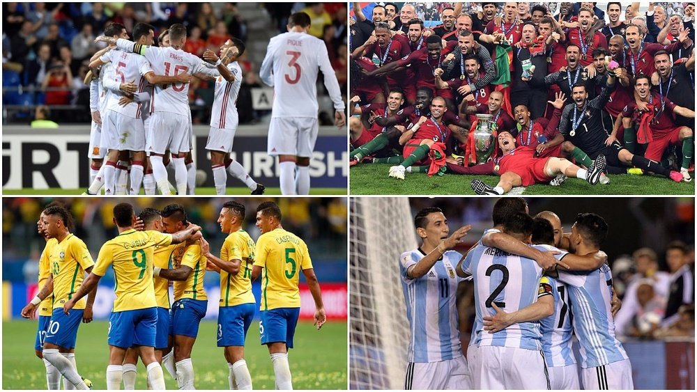 Argentina, España, Portugal e Brasil estão entre os dez primeiros do ranking da FIFA. BeSoccer