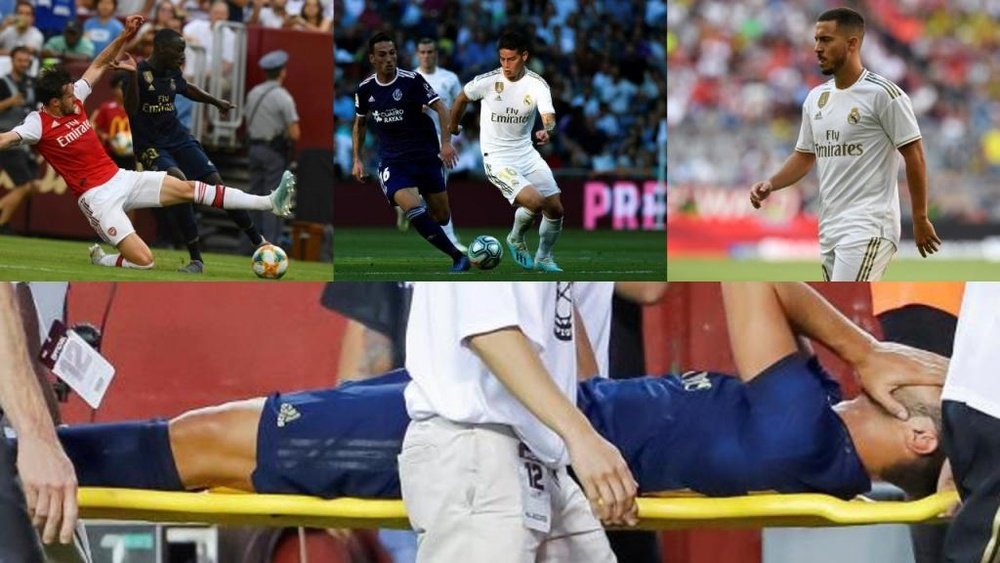 James is one of many Real Madrid players to pick up an injury this summer. Collage/EFE/AFP