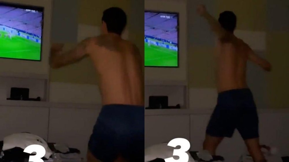 Di María comemorou como um louco os gols do PSG. Captura/jorgelinacardoso26