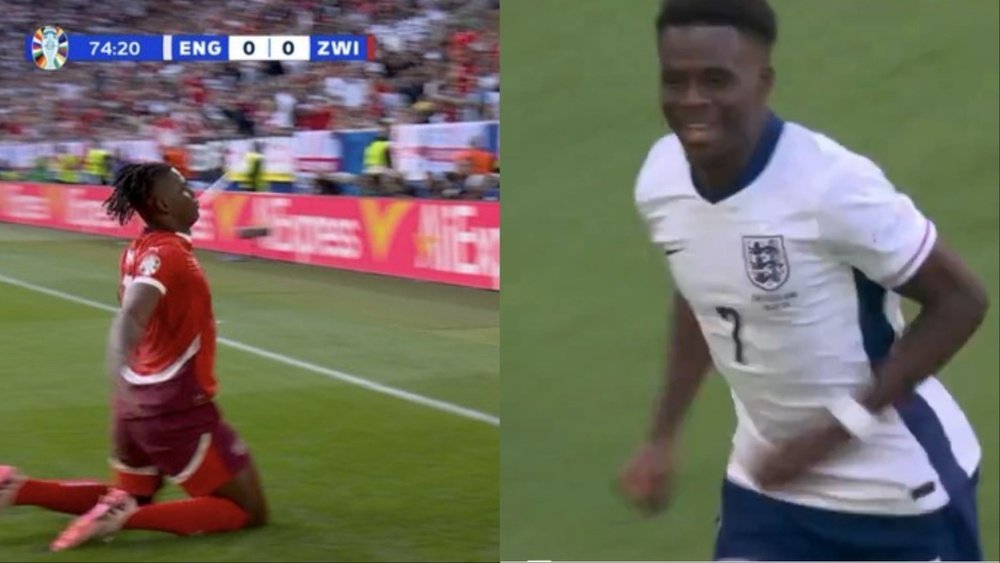Acción, reacción en el Inglaterra-Suiza. Captura/La1