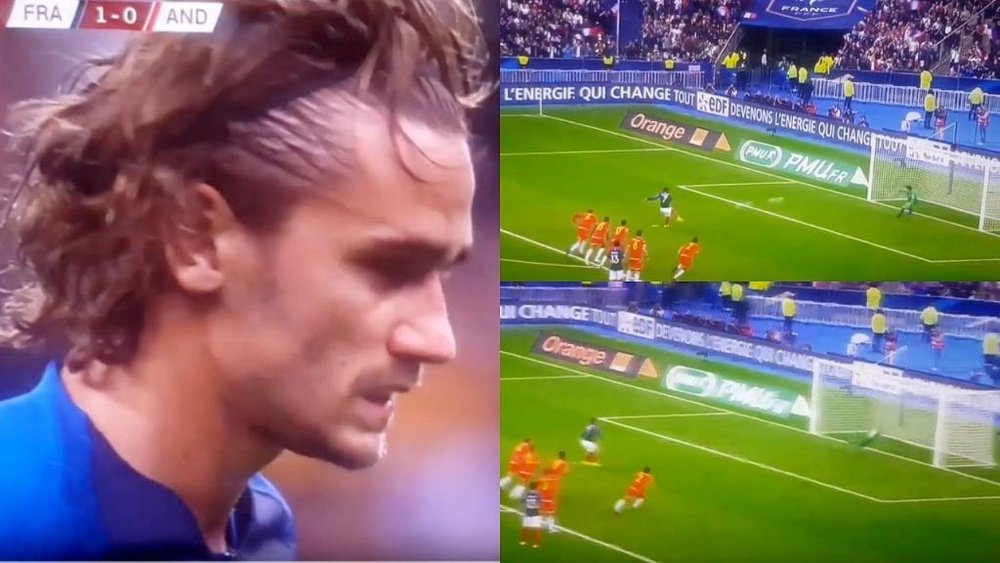 Griezmann missed his second penalty in a row. Captura/TF1