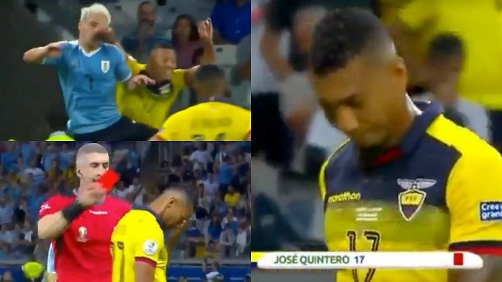 José Quintero, primer jugador expulsado por el VAR en la Copa América. Captura/SporTV