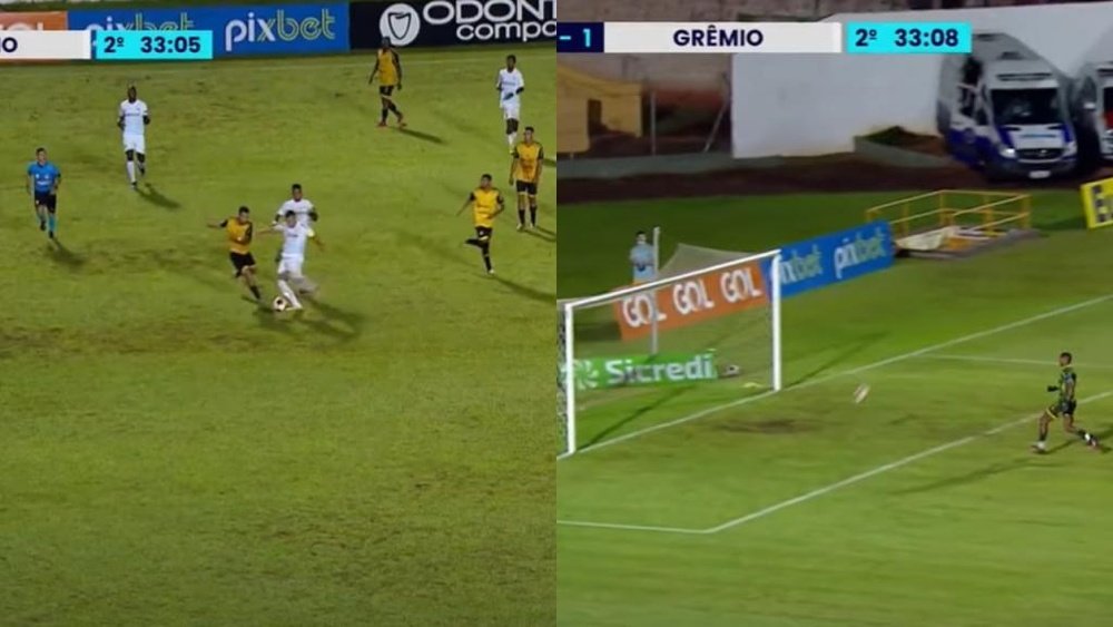 Martins no marcó de milagro un gol desde 80 metros. Captura/ge