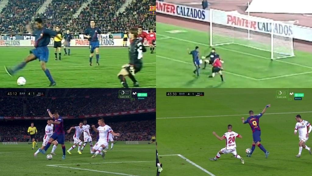 Suárez emuló el gol de Kluivert al Mallorca. Captura