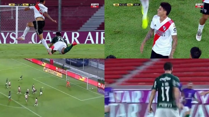 Cabreo de 'estrellita' de Carrascal: patada, roja directa y gol de Palmeiras