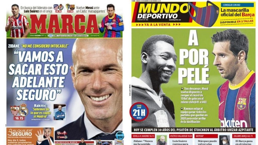 Les Unes des journaux sportifs en Espagne du 5 décembre 2020. MD/Marca