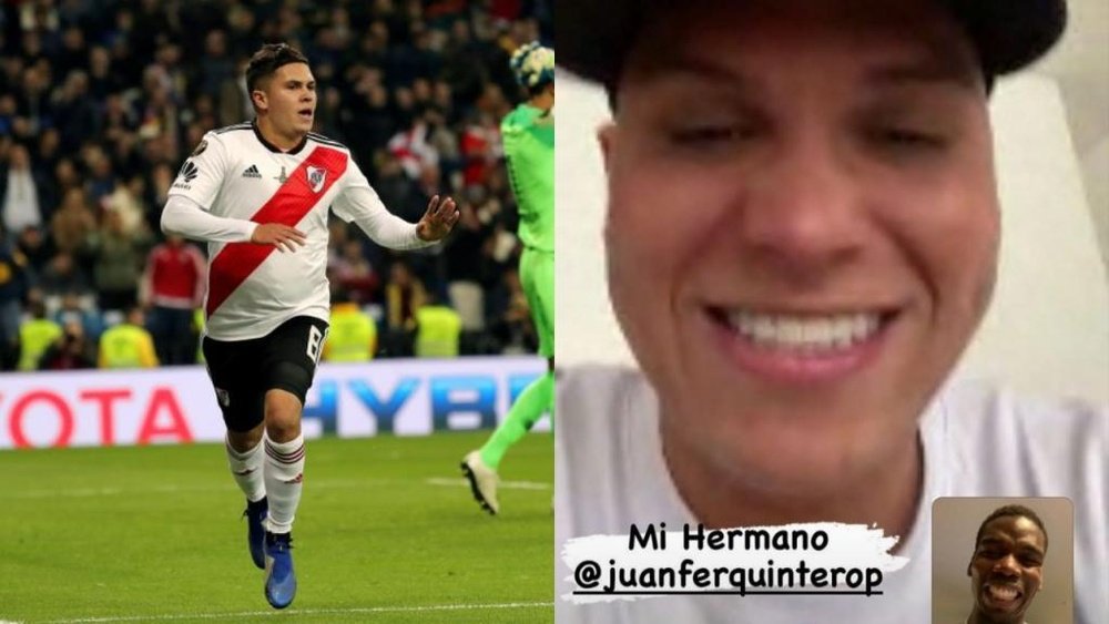 Quintero and Pogba video called each other. Captura
