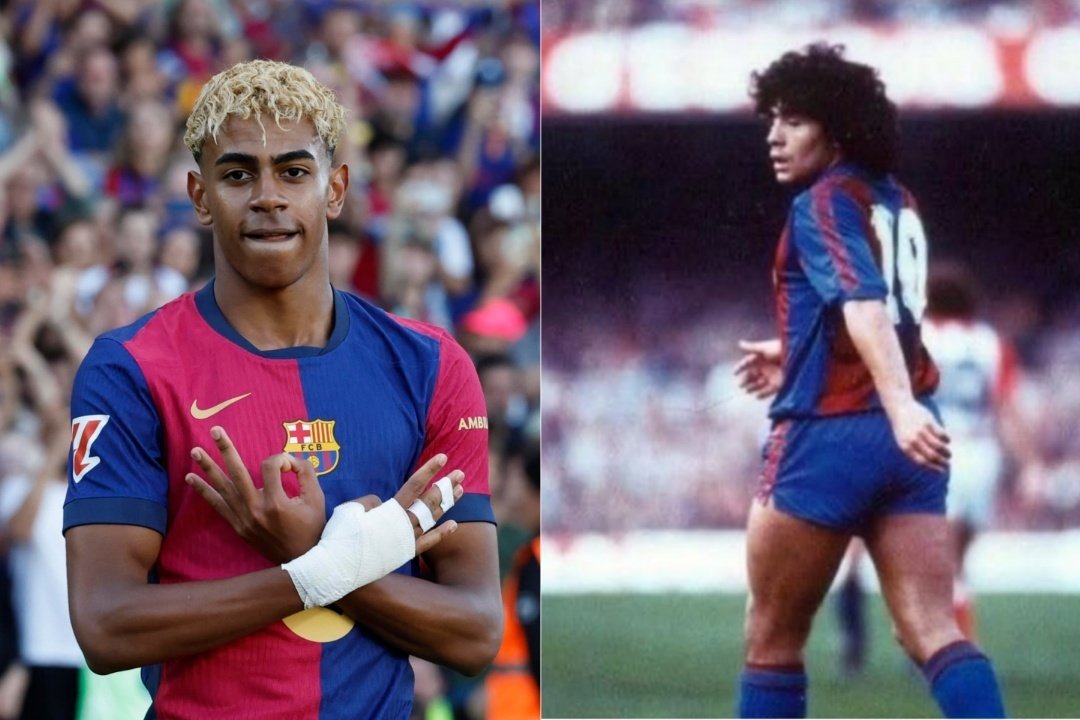 Lamine anticipó con una foto de Maradona que lucirá el '10'. EFE/Instagram/lamineyamal