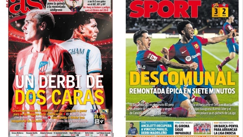 Portadas de la prensa deportiva del 24-09-23. AS/Sport