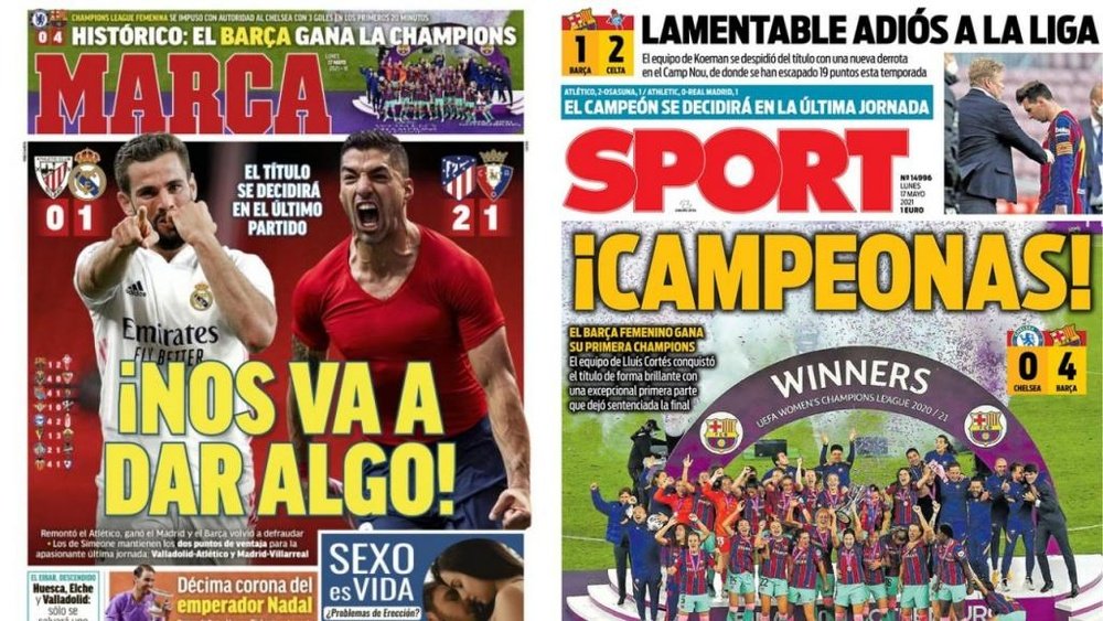 As capas da imprensa esportiva de 17 de maio de 2021. Marca/Sport