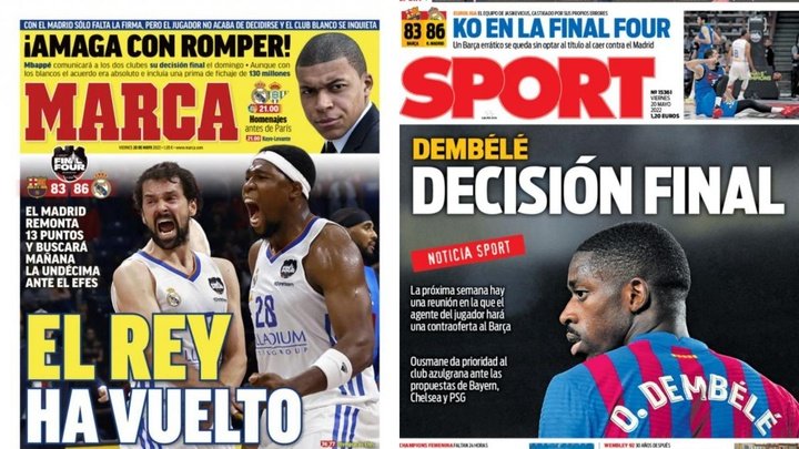 As capas da imprensa esportiva. Marca/Sport