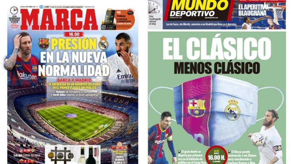 Les Unes des journaux sportifs en Espagne du 24 octobre 2020. MD/Marca