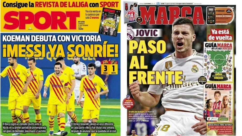 As capas da imprensa esportiva. Sport/Marca