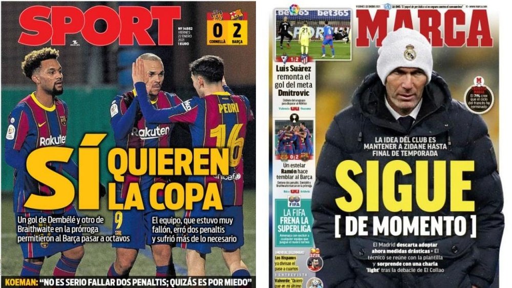 As capas da imprensa esportiva de 22 de janeiro de 2021. Marca/Sport