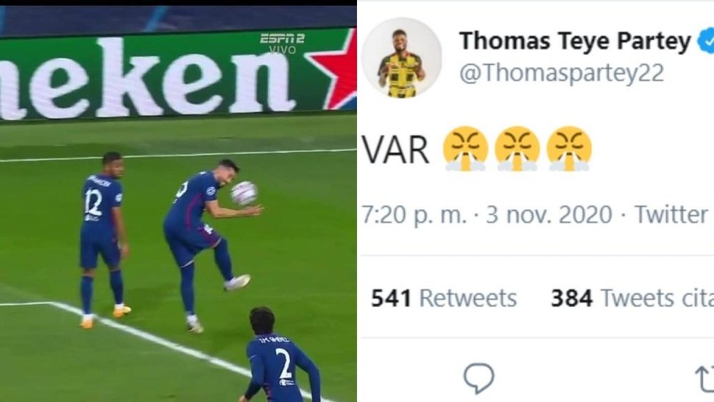 Thomas se quejó del VAR por el penalti pitado al Atlético. Twitter/ThomasPartey22