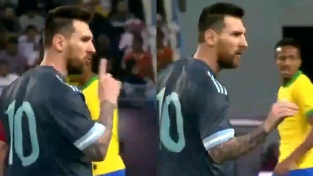 Quand Messi demande à Tite de se taire. Captura/DAZN