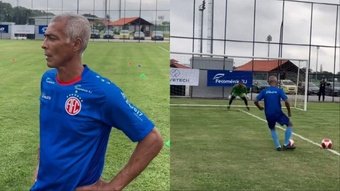 Aos 58 anos, Romário voltou a treinar como um profissional. O presidente e jogador do América-RJ deu início aos trabalhos para realizar o sonho de jogar ao lado do seu filho Romarinho.